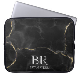 Misty Night Gold Glitzer Marmor benutzerdefinierba Laptopschutzhülle