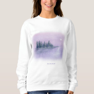 Misty Night Lila Haze Moon Risen über See Sweatshirt