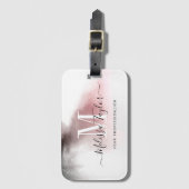 Misty Ombre Pink und Lila Mit Monogramm Gepäckanhänger (Vorderseite Vertikal)