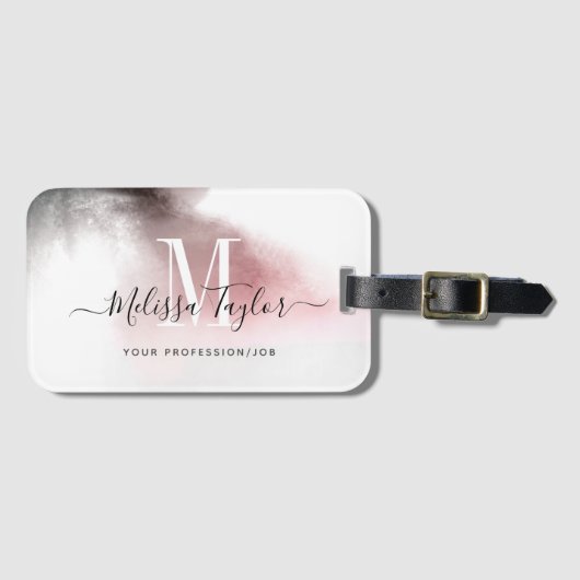 Misty Ombre Pink und Lila Mit Monogramm Gepäckanhänger (Vorderseite (Horizontal))