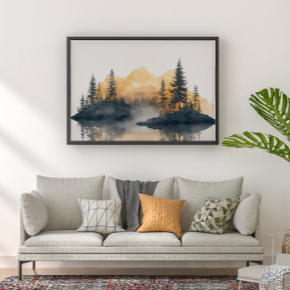 Misty Peaks Zen Minimalist Wall Art Poster