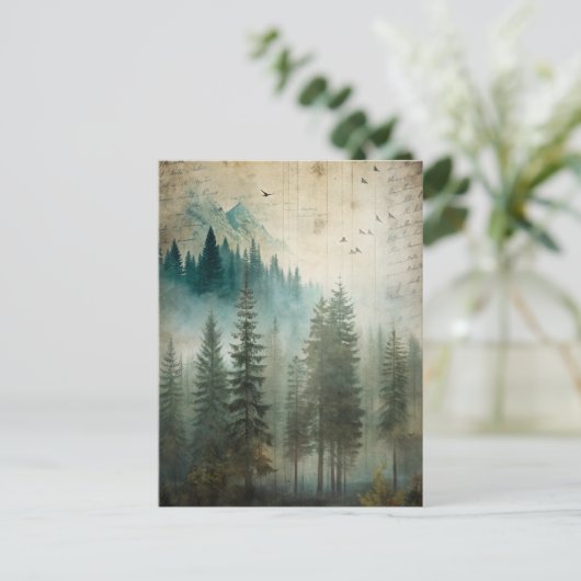 Misty Pine Forest Nature Adventure Postkarte (Stehend Vorderseite)
