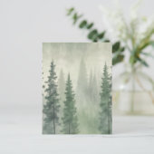 Misty Pine Forest Serenity Postkarte (Stehend Vorderseite)