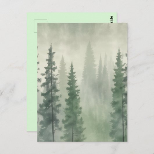 Misty Pine Forest Serenity Postkarte (Vorne/Hinten)