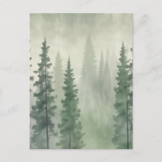 Misty Pine Forest Serenity Postkarte (Vorderseite)