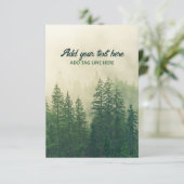 Misty Pine Forest Trees Custom Keepake Dankeskarte (Stehend Vorderseite)