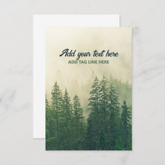 Misty Pine Forest Trees Custom Keepake Dankeskarte (Vorne/Hinten)