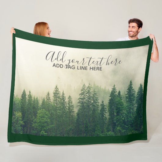 Misty Pine Forest Trees Custom Keepake Fleecedecke (Beispiel)