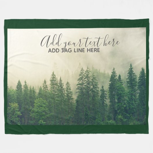 Misty Pine Forest Trees Custom Keepake Fleecedecke (Vorderseite (Horizontal))