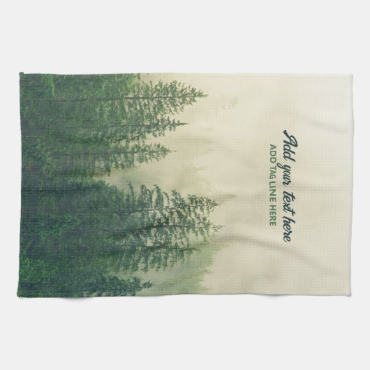 Misty Pine Forest Trees Custom Keepake Geschirrtuch (Horizontal)