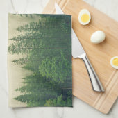 Misty Pine Forest Trees Custom Keepake Geschirrtuch (Viertel Falte)