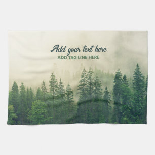 Misty Pine Forest Trees Custom Keepake Geschirrtuch