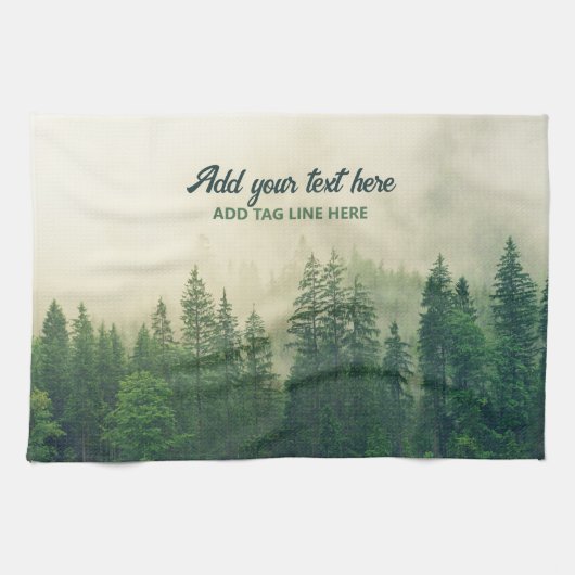 Misty Pine Forest Trees Custom Keepake Geschirrtuch (Horizontal)