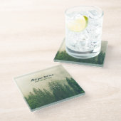 Misty Pine Forest Trees Custom Keepake Glasuntersetzer (Schrägansicht)