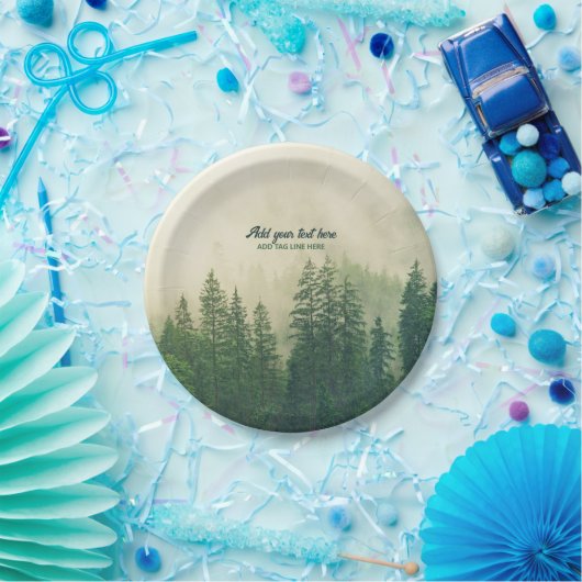Misty Pine Forest Trees Custom Keepake Pappteller (Party)