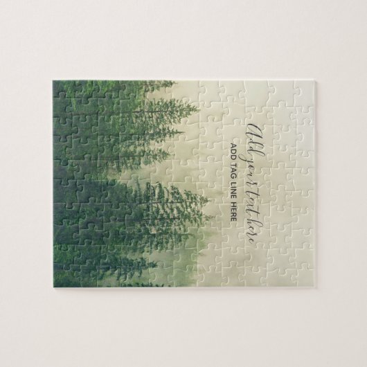 Misty Pine Forest Trees Custom Keepake Puzzle (Horizontal)