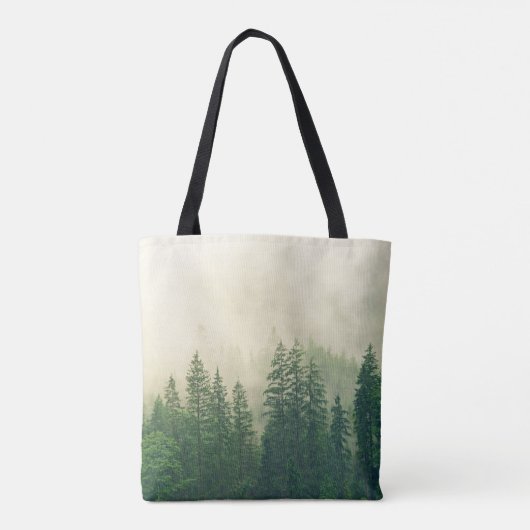 Misty Pine Forest Trees Custom Keepake Tasche (Rückseite)