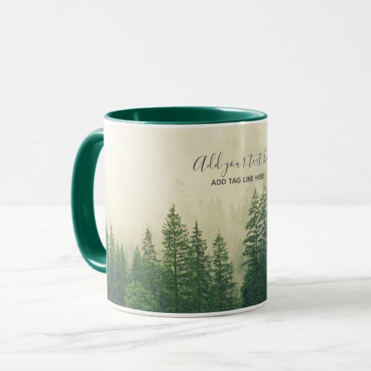 Misty Pine Forest Trees Custom Keepake Tasse (Vorderseite Links)