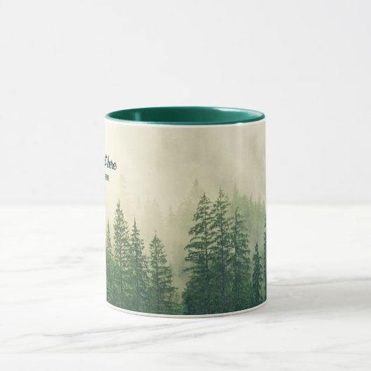 Misty Pine Forest Trees Custom Keepake Tasse (Zentrum)