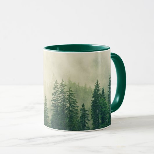 Misty Pine Forest Trees Custom Keepake Tasse (VorderseiteRechts)