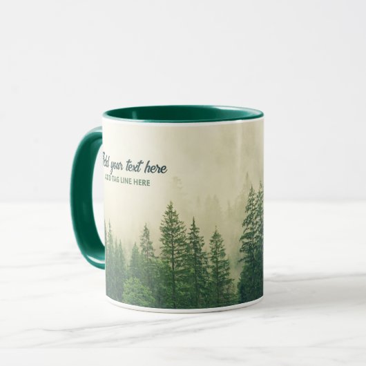 Misty Pine Forest Trees Custom Keepake Tasse (Vorderseite Links)