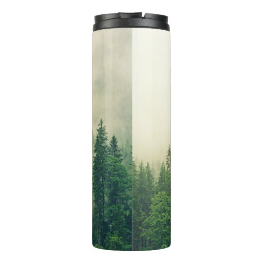 Misty Pine Forest Trees Custom Keepake Thermosbecher (Rückseite)