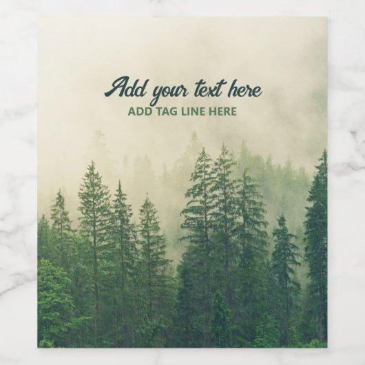 Misty Pine Forest Trees Custom Keepake Weinetikett (Einzelnes Label)