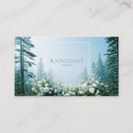 Misty Pine Forest White Wildflower Clean Frame Visitenkarte