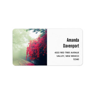 Misty Railroad Tracks Landschaftliches Foto Adressaufkleber