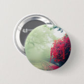 Misty Railroad Tracks Landschaftliches Foto Button (Vorne & Hinten)