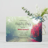 Misty Railroad Tracks Landschaftliches Foto Geburt Einladung (Stehend Vorderseite)