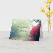 Misty Railroad Tracks Landschaftliches Foto Geburt Karte (Gelbe Blume)