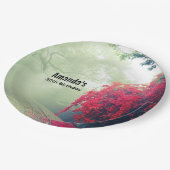 Misty Railroad Tracks Landschaftliches Foto Geburt Pappteller (Schrägansicht)