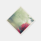 Misty Railroad Tracks Landschaftliches Foto Hochze Serviette (Ecke)