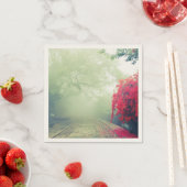 Misty Railroad Tracks Landschaftliches Foto Hochze Serviette (Beispiel)