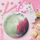 Misty Railroad Tracks Landschaftliches Foto Pappteller (Party)