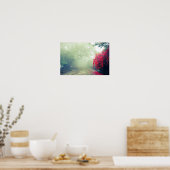 Misty Railroad Tracks Landschaftliches Foto Poster (Küche)