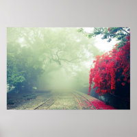 Misty Railroad Tracks Landschaftliches Foto