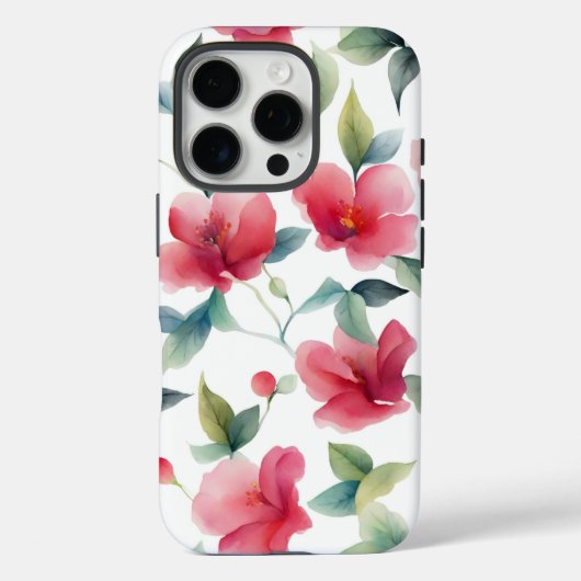 Misty Red Floral Pattern Case-Mate iPhone Hülle (Rückseite)
