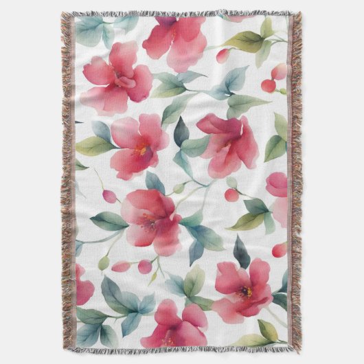 Misty Red Floral Pattern Decke (Vorderseite Vertikal)