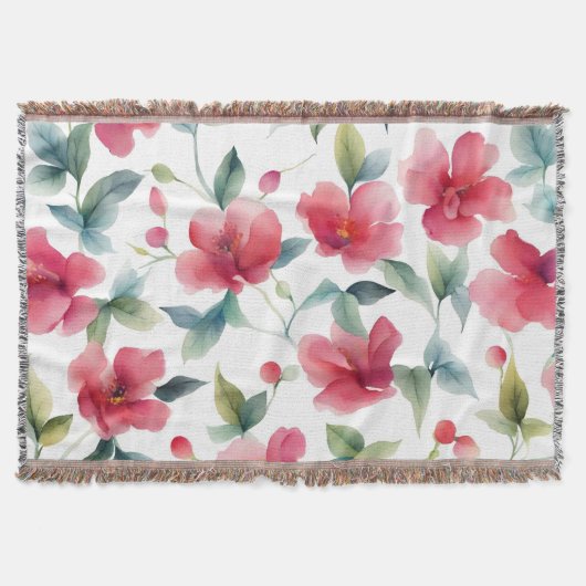 Misty Red Floral Pattern Decke (Vorderseite)