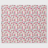 Misty Red Floral Pattern Geschenkpapier (Flach)