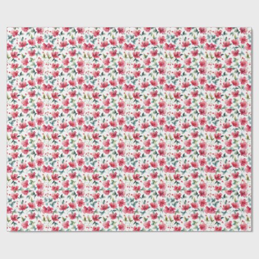 Misty Red Floral Pattern Geschenkpapier (Flach)
