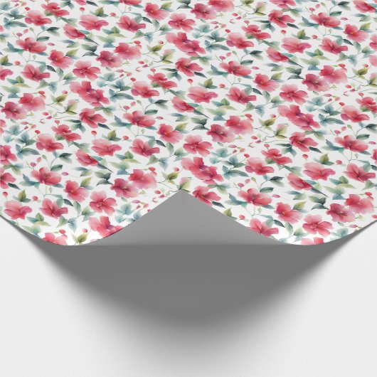Misty Red Floral Pattern Geschenkpapier (Ecke)