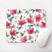 Misty Red Floral Pattern Mousepad (Mit Mouse)