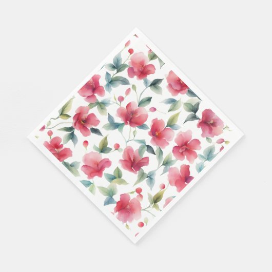 Misty Red Floral Pattern Serviette (Ecke)