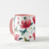 Misty Red Floral Pattern Tasse (Vorderseite Links)
