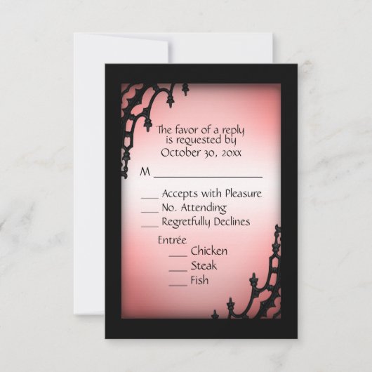 Misty Red Gothic UAWG with Menu Choice RSVP Karte (Vorderseite)