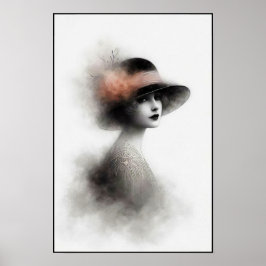 Misty Retro Portrait of Elegance Poster