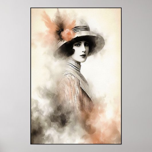 Misty Retro Portrait of Elegance Poster (Vorne)